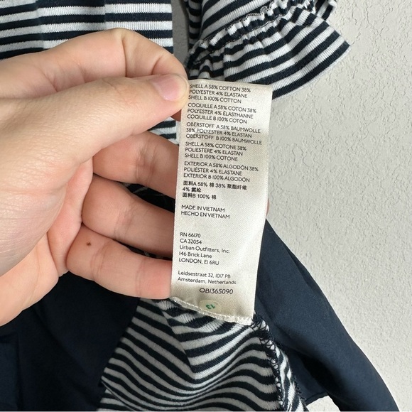 NEW Maeve Blue White Striped Ruffled Peplum Top Size Small - Picture 7 of 8